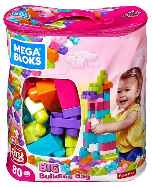 Jeu de construction Fisher Price Mega Bloks First Builders Sac 80 briques Rose