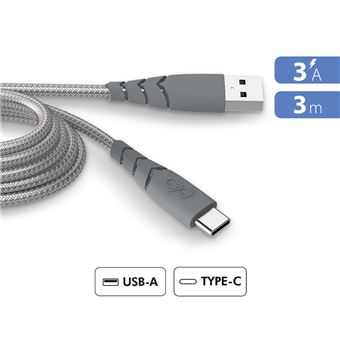 Câble Force Power CBL Ultra-renforcé USB-A vers USB-C 3m Gris