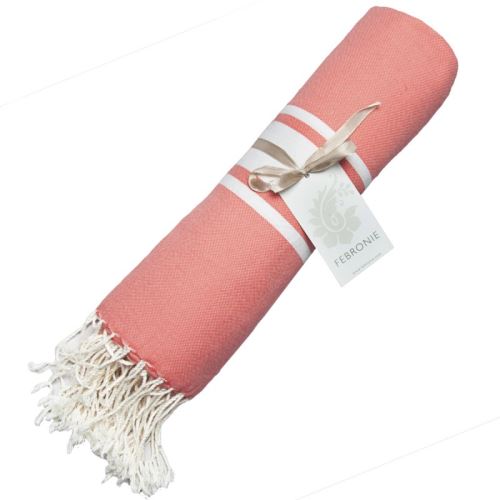 Fouta Febronie Traditionnelle Unie St Tropez Orange corail