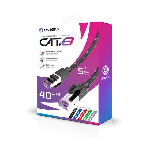 Câble Ethernet Réseau RJ45 Cat 8 Oniverse 5 pour PS5 PS4 Switch 2 Switch Xbox PC Mac