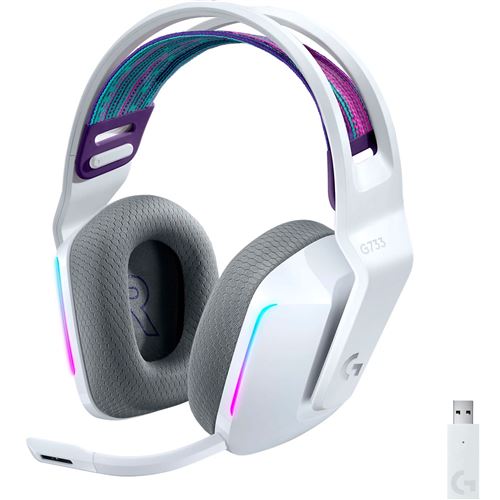 Casque gaming sans fil Logitech Lightspeed RVB G733 Blanc