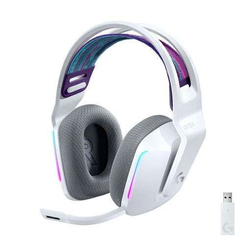 Casque gaming sans fil Logitech Lightspeed RVB G733 Blanc