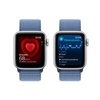 Apple Watch SE GPS, boîtier en Aluminium Argent de 40 mm avec boucle sport Bleu Hiver