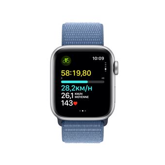 Apple Watch SE GPS, boîtier en Aluminium Argent de 40 mm avec boucle sport Bleu Hiver