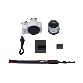 Canon EOS R50 - Appareil photo numérique - sans miroir - 24.2 MP - APS-C - 4K / 30 pi/s - 2.5x zoom optique objectif RF-S 18 - 45 mm F4.5 - 6.3 IS STM - Wi-Fi, Bluetooth - blanc