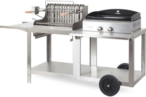 Barbecue américain et plancha à gaz Le Marquier Mixte Mendy-Alde Baia Inox MIVMI 5400 W Gris