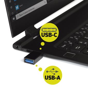 Pack 2 Adaptateurs USB Type C vers USB Type A Port Noir
