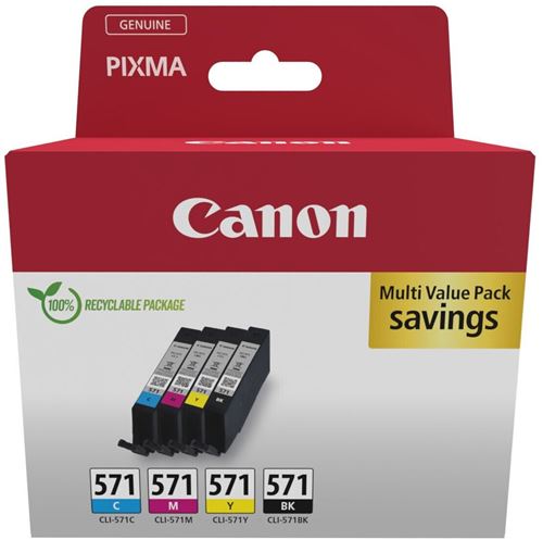 Pack De 4 Cartouches + Couleur Canon Cli 571 C Y Bk Canon - vue 2