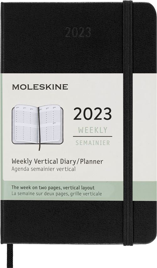Agenda scolaire Moleskine 2022 2023 Semainier Vertical format de poche Rigide Noir