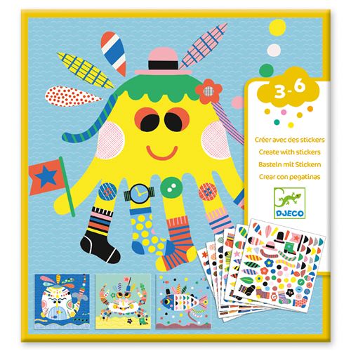 Jeu créatif Djeco Créer avec des Stickers Animaux Marins