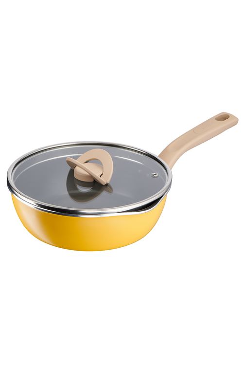 Poêle Tefal One Pick Pot Pan 22 Cm + Couvercle G1808604 Jaune Metallisé