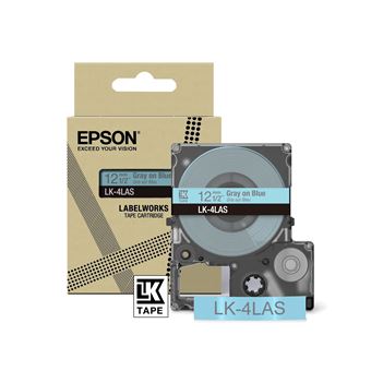 Epson LabelWorks LK-4LAS - Gris sur bleu - Rouleau (1,2 cm x 8 m) 1 cassette(s) boîte de suspension - cartouche de bande - pour LabelWorks LW-C410, LW-C610