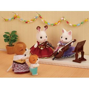 Figurine Sylvanian Families La fille lapin chocolat violoniste