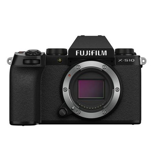 Fujifilm X-S10 hybride camera met naakte zwarte behuizing