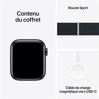 Apple Watch SE GPS, boîtier en Aluminium Minuit de 40 mm avec boucle sport Minuit