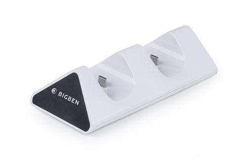 Socle de charge USB Type C BigBen V2 pour manettes DualSense PS5 Blanc et noir