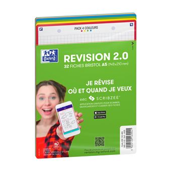 Pack de 32 Fiches de Révision Bristol 2.0 Oxford Q5 Format A5 Modèle aléatoire