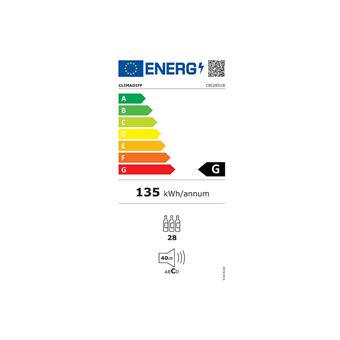 Climadiff CBI28S1B - Cave à vin - intégrable - niche - largeur : 56 cm - profondeur : 55 cm - hauteur : 45 cm - 62 litres - classe G - noir