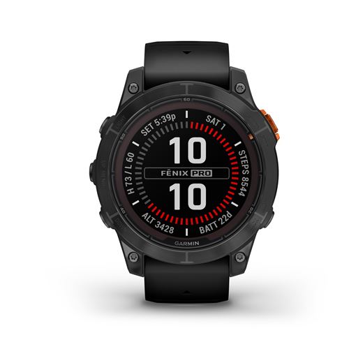Montre Connectée Garmin Fenix 7 Pro Solar Edition 47Mm Acier Gray Avec Bracelet Silicone Noir