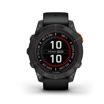 Montre connectée Garmin Fenix 7 Pro Solar Edition 47mm Acier Gray avec bracelet silicone Noir - 1