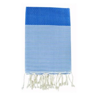 Fouta Febronie Nid d'abeille Ibiza Bleu grec