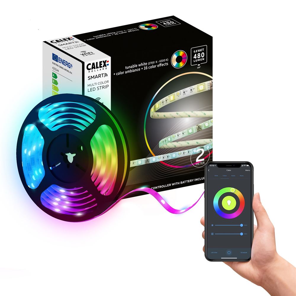 Ruban LED connecté adhésif Calex Smart avec fonction musique - Ruban LED