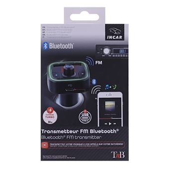 Transmetteur FM Bluetooth Premium T'nB FMCT08 Noir + kit mains libres et charge rapide