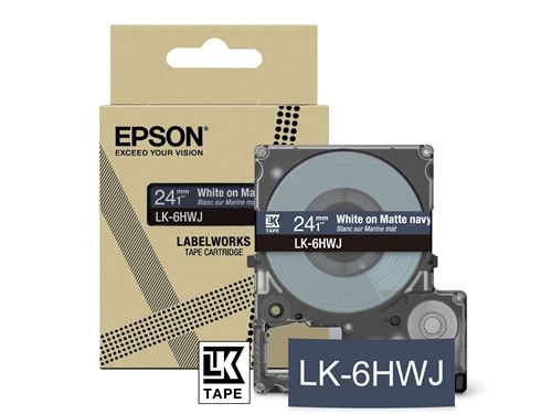 Cartouche d'encre Epson LK-6HWJ pour LabelWorks LW-C610 Blanc sur Marine mat