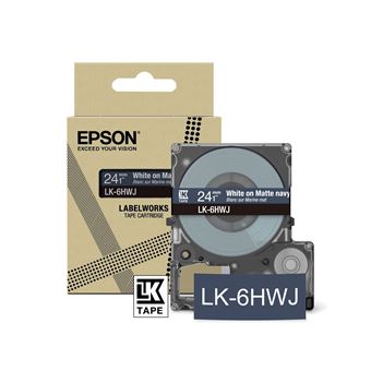 Cartouche d'encre Epson LK-6HWJ pour LabelWorks LW-C610 Blanc sur Marine mat