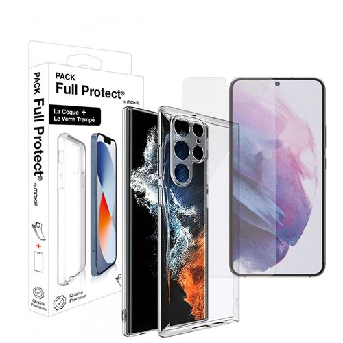 Pack Coque Moxie pour Samsung Galaxy S22 Ultra Transparent + Verre trempé 2.5D