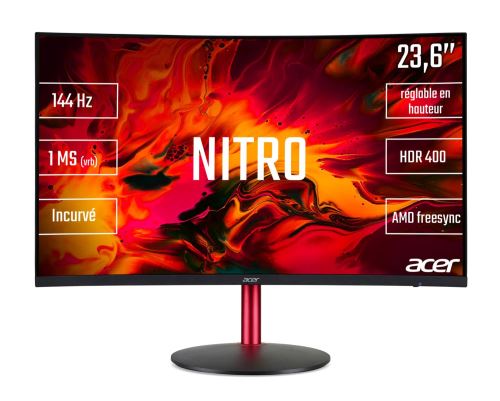 Ecran PC Gaming Acer Nitro XZ242QPPbmiiphx 23,6 Full HD Incurvé Noir et rouge