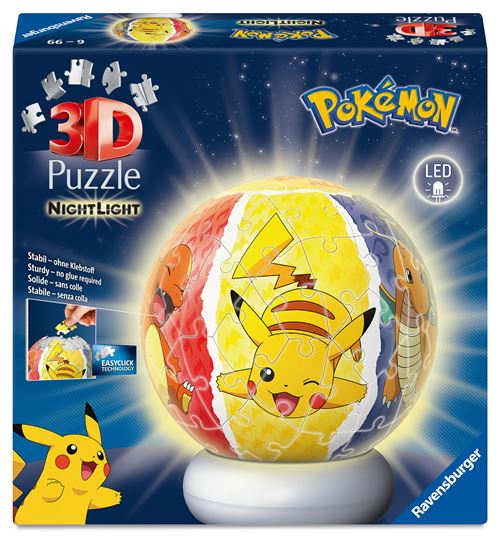 Puzzle 3D Ball 72 p illuminé : Pokémon Ravensburger France - vue 2