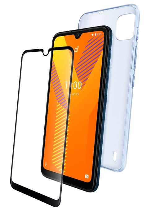 Pack Coque de protection en TPU Transparent + Protection d'écran en verre trempé Transparent pour Wiko Y62