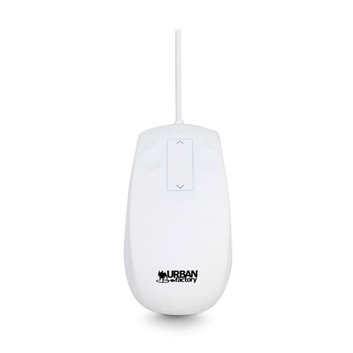 Urban Factory Sanee - Muis - optisch - 3 knoppen - met bekabeling - USB 2.0 - wit