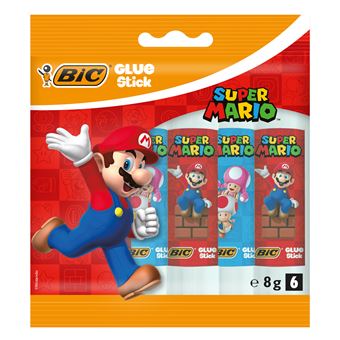 Pack de 6 batons de colle BIC Super Mario 8 g