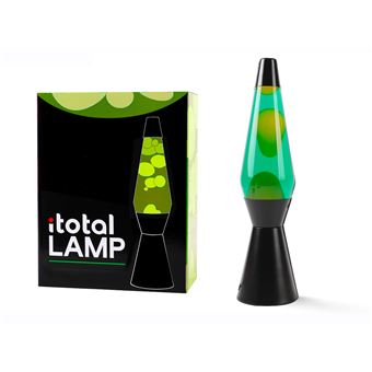 Lampe à poser Itotal Lave à base noir Liquide Vert et Cire Jaune 30 W