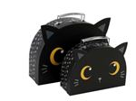 ITOTAL - BOÎTE CADEAUX EN PAPIER AVEC POIGNÉE CHAT NOIR SET