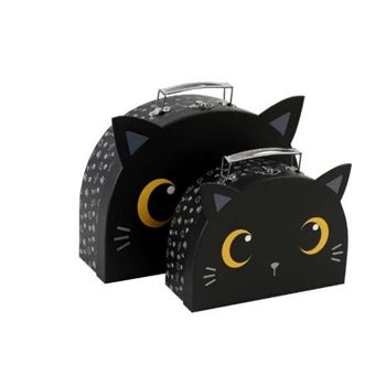 ITOTAL - BOÎTE CADEAUX EN PAPIER AVEC POIGNÉE CHAT NOIR SET