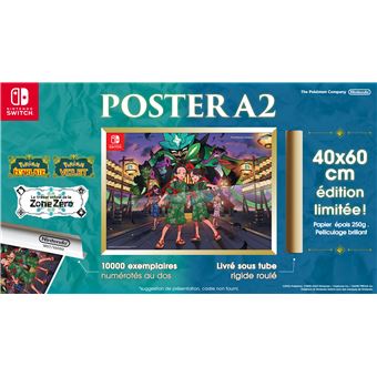 Poster A2 DLC Pokémon Ecarlate et Violet Le trésor enfoui de la Zone Zéro Nintendo Switch Nintendo Switch Lite et Nintendo Switch modèle OLED