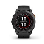 Montre connectée Garmin Fenix 7X Pro Solar Edition 51mm Acier Gray avec bracelet silicone Noir