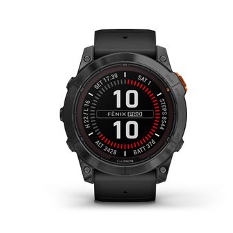 Montre connectée Garmin Fenix 7X Pro Solar Edition 51mm Acier Gray avec bracelet silicone Noir