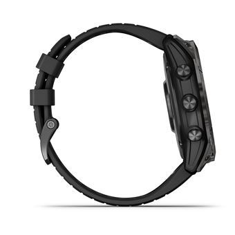 Montre connectée Garmin Fenix 7X Pro Solar Edition 51mm Acier Gray avec bracelet silicone Noir