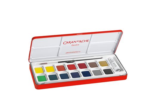 Caran d'Ache : Studio Gouache : Set of 14 Pans & 10ml White