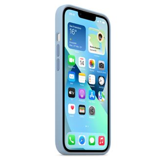 Coque en silicone avec MagSafe pour iPhone 13 Bleu brume