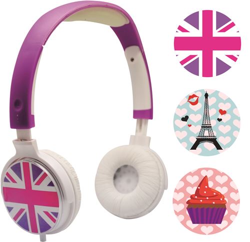 Casque Stéréo Personnalisable Teknofun Avec 3 Faces Interchangeables Girly