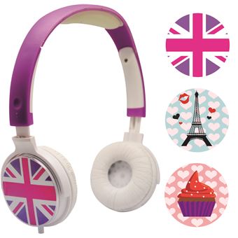 Casque stéréo personnalisable Teknofun avec 3 faces interchangeables Girly