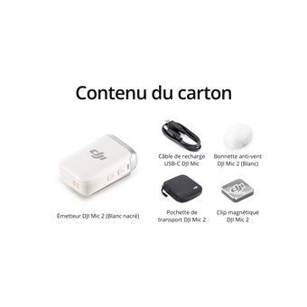 Émetteur DJI Mic 2 (Blanc nacre), Microphone sans fil avec Reduction Intelligente du Bruit, Enregistrement interne de 14 H, Batterie de 6 H, Fixation Magnetique, Microphone Bluetooth, Vlogs