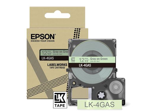 Cartouche d'encre Epson LK-4GAS pour LabelWorks LW-C410 et LW-C610 Gris sur vert