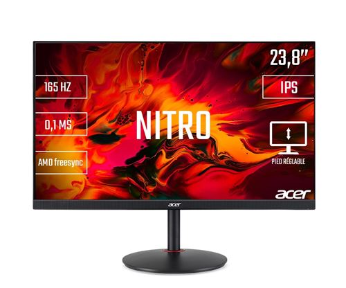 Acer Nitro XV240YPbmiiprx - XV0 Series - LED-monitor - 23.8 - 1920 x 1080 Full HD (1080p) @ 144 Hz - 250 cd/m² - 1000:1 - HDR10 - 0.1 ms - 2xHDMI, DisplayPort - luidsprekers - zwart - voor Nitro 5; 50
