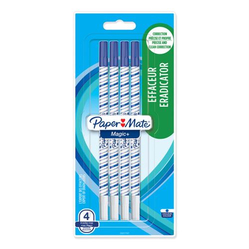 Paper Mate Magic+ - 4 Effaceurs Réécriveurs - Pointe Fine - Sous Blister